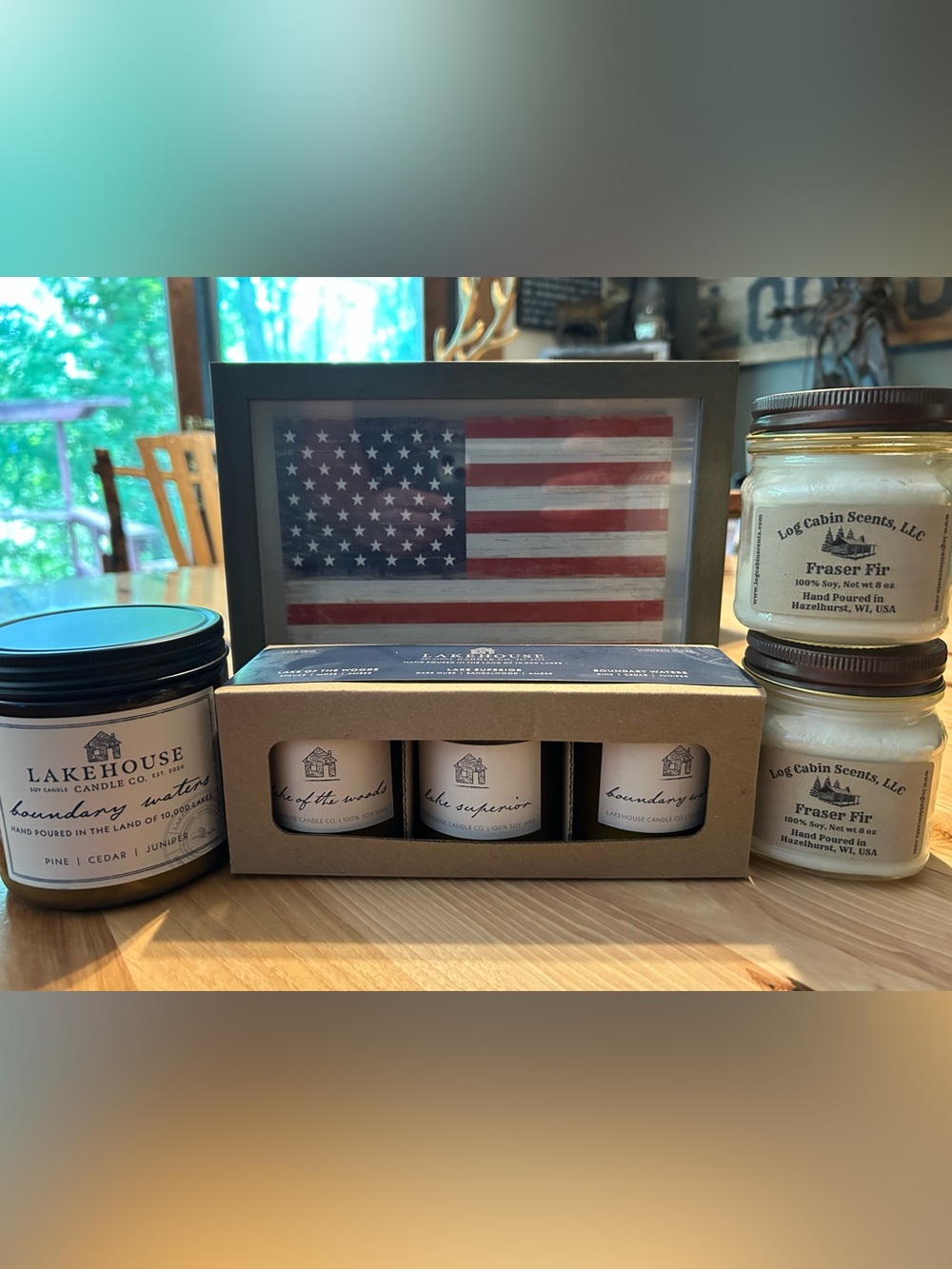 Cabin Lakehouse Candle lot- pine balsam fir Superior beach wood wick